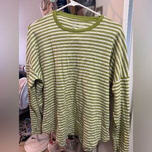 Aerie size large lime and white stripe top like new